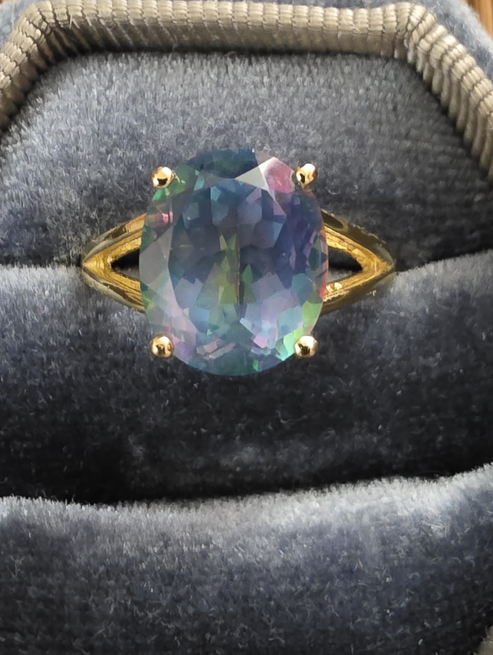 925 Silver Mystic Topaz Yellow Gold Ring